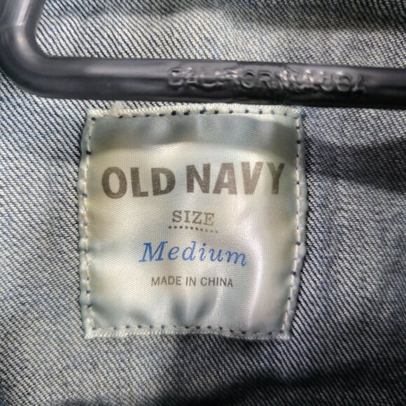 Womens Old Navy Blue Denim Jacket Button Front Cotton Stretch Long Sleeves M - Picture 2 of 8